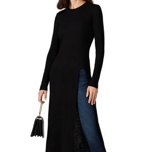Rachel Roy Black Long Slit Sweater